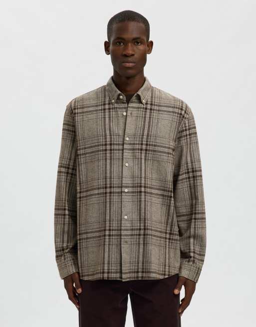 Selected – Brun skjorta med button down-krage