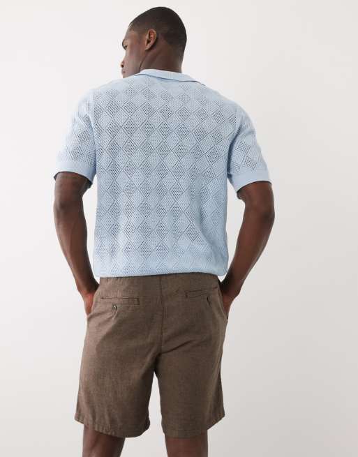 Selected - Brune shorts i hørblanding med løbesnor, 2 af 5