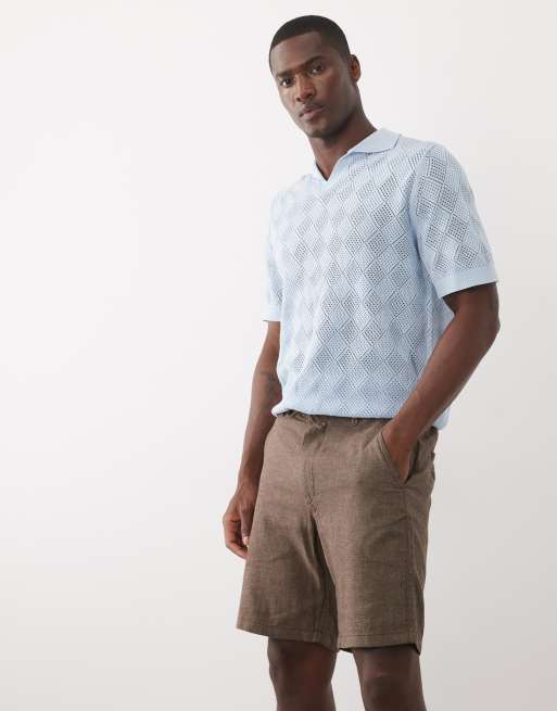 Selected - Brune shorts i hørblanding med løbesnor, 5 af 5