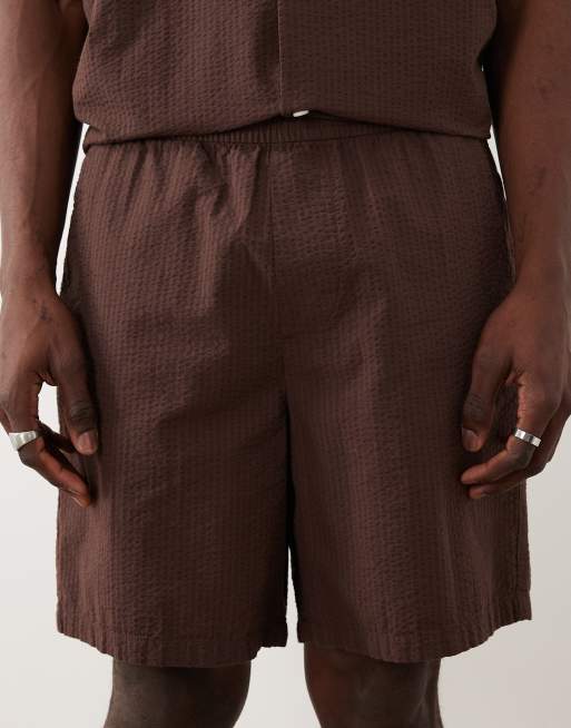 Selected - Brune shorts i seersucker - Del af sæt, 4 af 5