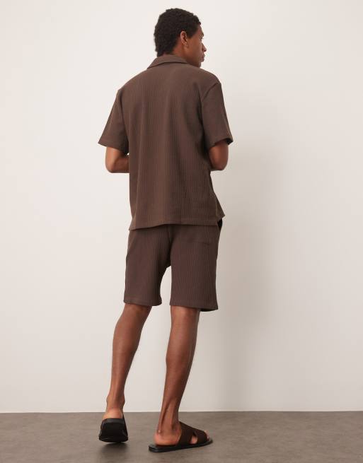 Selected - Brune shorts med vaffeltekstur - Del af sæt , 3 af 5