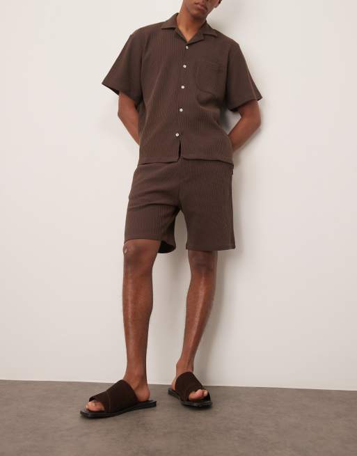 Selected - Brune shorts med vaffeltekstur - Del af sæt , 5 af 5