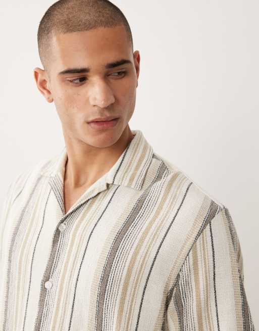 Selected – Brunrandig skjorta med textur, 3 av 5
