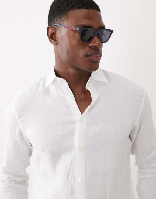 Selected - Camicia a maniche lunghe in 100% lino bianco, 2 di 5