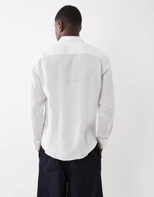 Selected - Camicia a maniche lunghe in 100% lino bianco, 4 di 5