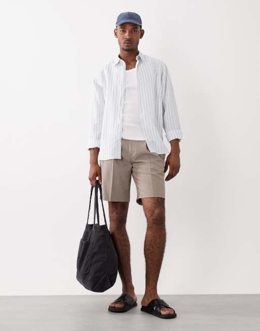 Selected - Camicia a maniche lunghe in misto lino blu a righe, 2 di 5