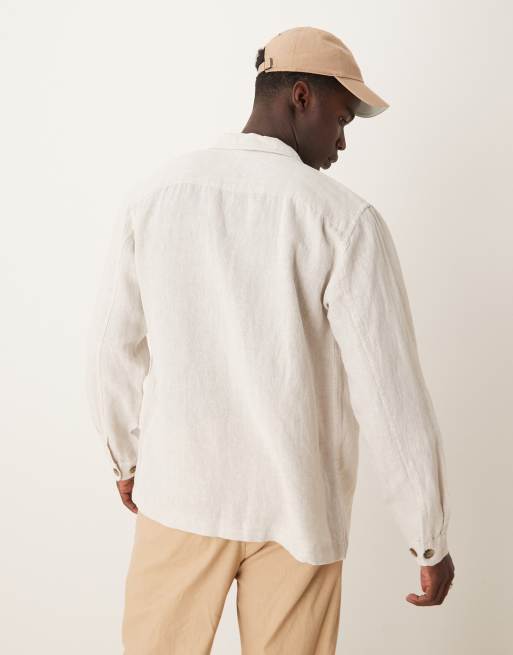 Selected - Camicia giacca color crema in lino , 4 di 4