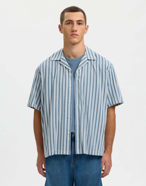 Selected camisa de manga corta en azul mirage - view 1