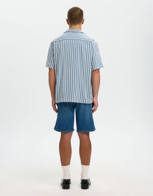 Selected camisa de manga corta en azul mirage, 2 de 6