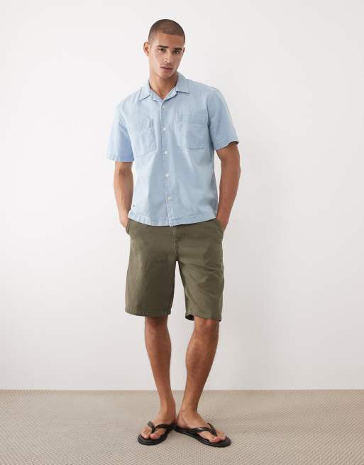 Selected - Camisa vaquera azul claro de manga corta, 2 de 5