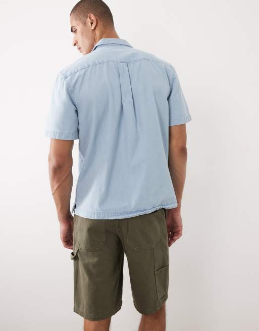 Selected - Camisa vaquera azul claro de manga corta, 4 de 5