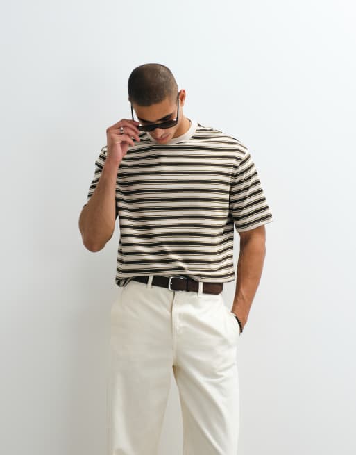 Selected - Camiseta a rayas de colores extragrande de tejido grueso