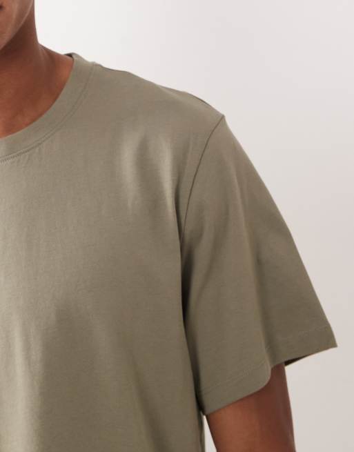 Selected - Camiseta caqui oscuro de corte estándar 100% de algodón, 5 de 5