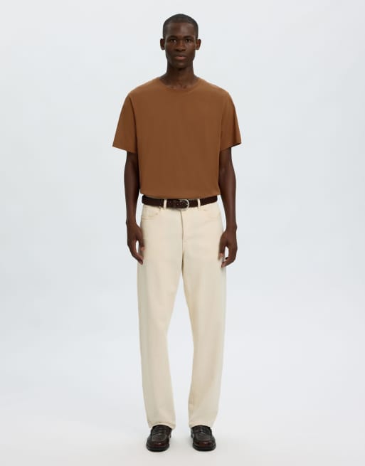 Selected - Camiseta marrón de corte estándar de 100% algodón, 3 de 6