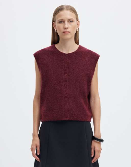 Selected - Canotta in maglia color porto fulvo, 1 di 6
