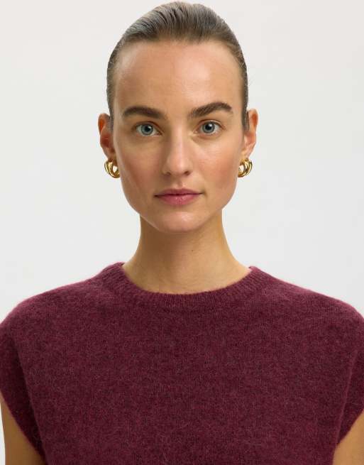 Selected - Canotta in maglia color porto fulvo, 4 di 6