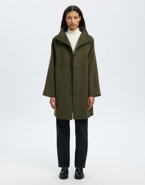 Selected - Cappotto verde edera - view 1