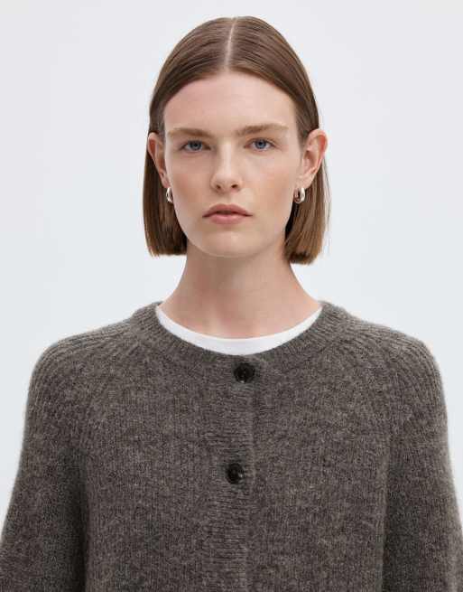 Selected cardigan i mellemgråmeleret, 4 af 6