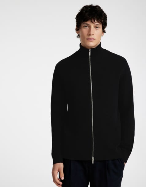 Selected - Cardigan in 100% cotone nero con zip - view 1