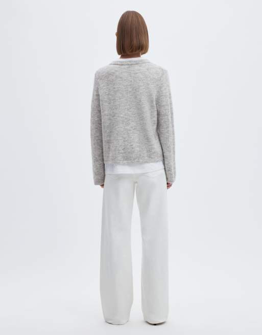 Selected Cardigan in light grey melange, 2 of 6