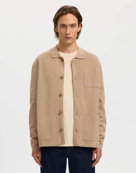 Selected - Cardigan in maglia color cuoio savana - view 1