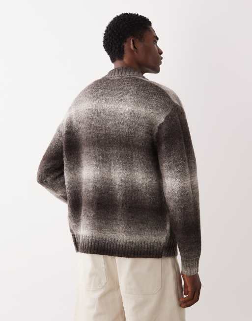 Selected - Cardigan in misto lana marrone sfumato con collo stile polo, 3 di 5