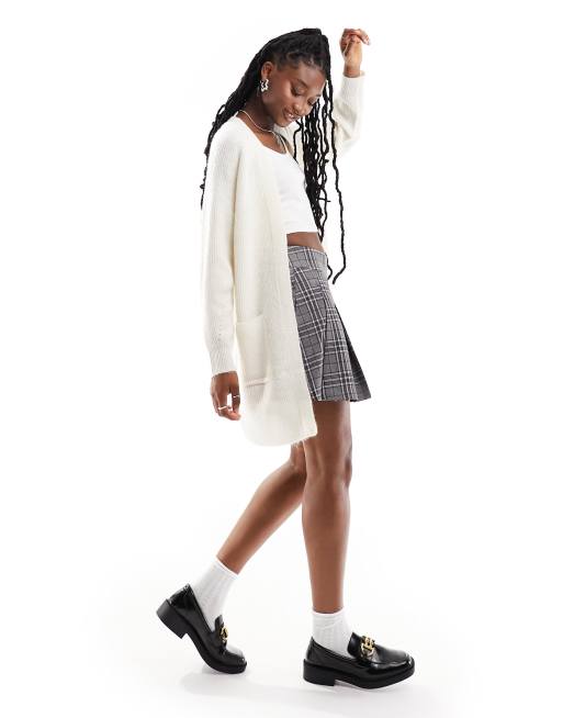 Selected - Cardigan taglio lungo in maglia bianco