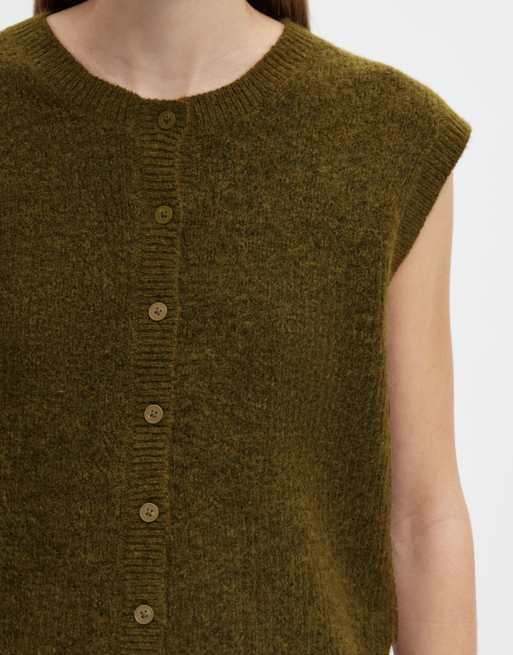 Selected chaleco de punto en verde abeto, 4 de 6