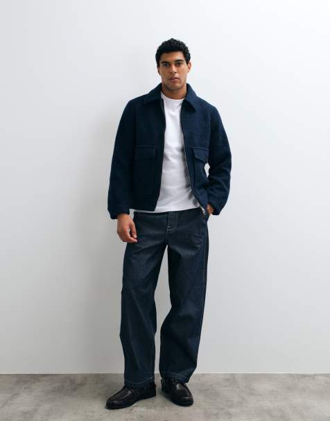 Selected chaqueta bomber de mezcla de lana en azul marino - view 1