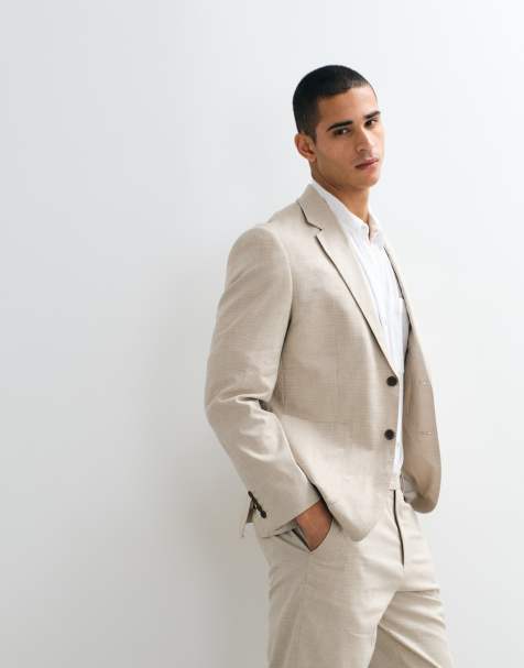 Selected - Chaqueta de traje beis de corte estándar de mezcla de lino (parte de un conjunto) - view 1
