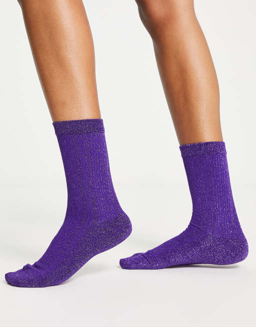 Chaussettes femme paillettes violettes Anti-poisse