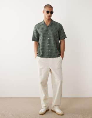 Selected Checker Textured Shirt In Green