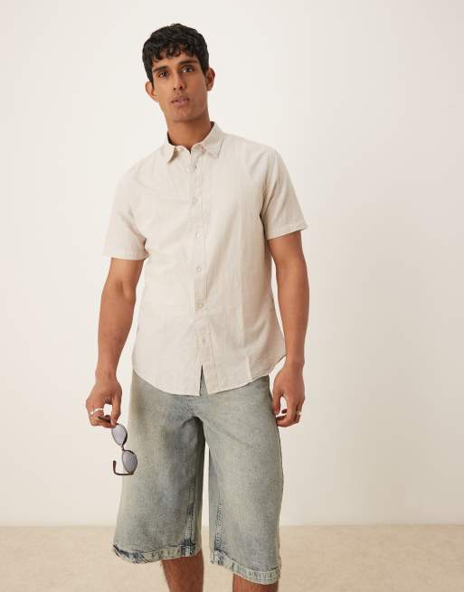 Selected - Chemise à manches courtes en lin mélangé - Crème , 3 de 4