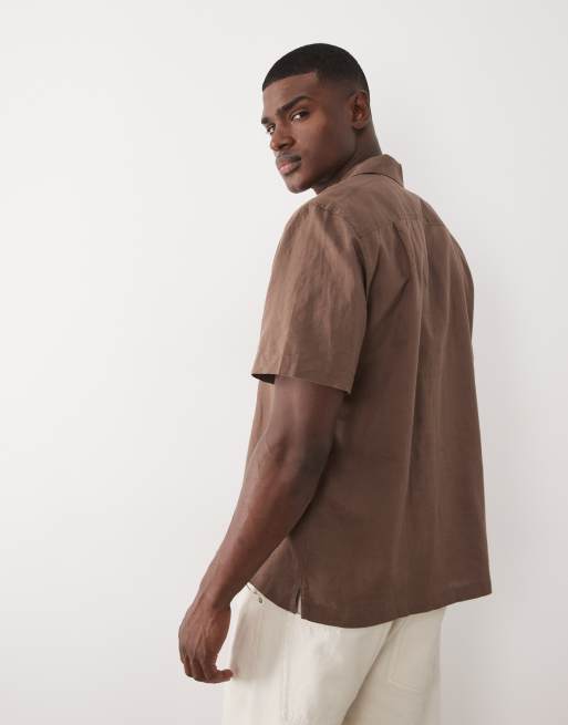 Selected - Chemise à manches courtes en lin mélangé - Marron, 5 de 5