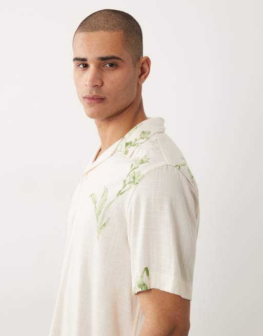 Selected - Chemise à manches courtes et imprimé fleuri - Crème, 3 de 5