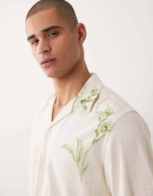 Selected - Chemise à manches courtes et imprimé fleuri - Crème, 4 de 5