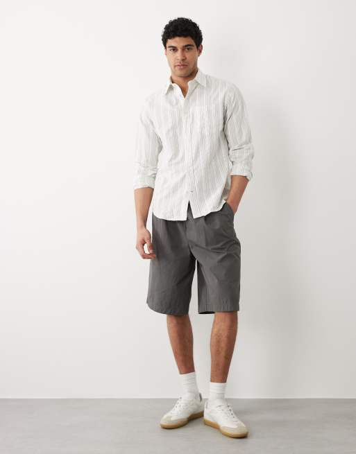 Selected - Chemise à manches longues en crépon de coton - Rayures vertes, 2 de 5