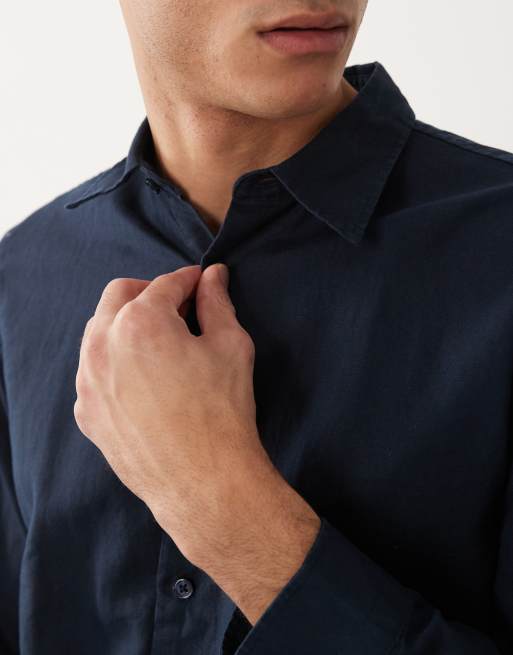 Selected - Chemise à manches longues en lin mélangé - Bleu marine, 3 de 5