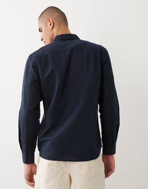 Selected - Chemise à manches longues en lin mélangé - Bleu marine, 5 de 5