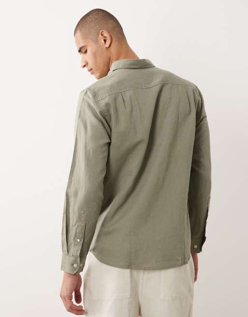 Selected - Chemise à manches longues en lin mélangé - Vert, 5 de 5
