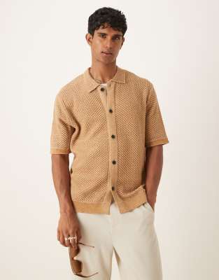 Selected - Chemise crochetée - Fauve-Marron