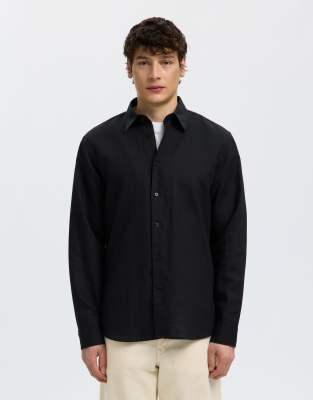 Selected - Chemise en lin mélangé - Noir