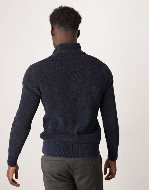 Selected chenille half zip in navy, 3 of 4