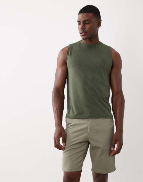 Selected chino shorts in khaki green - view 1