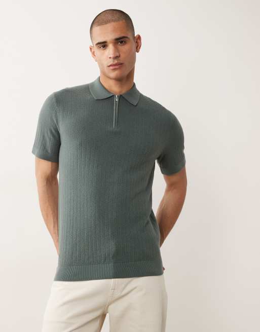 Selected – Ciemnozielona koszulka polo z zamkiem, 3 z 5