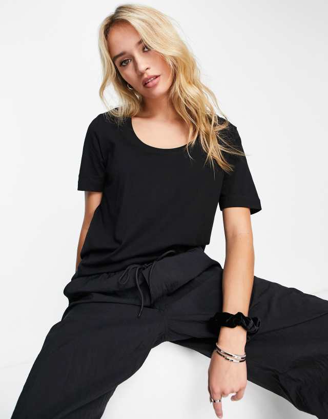 Selected classic boxy jersey t-shirt in black