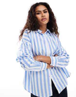 Burberry's LONDON long-sleeved button-down striped shirt, men's size L cotton red type Vintage Second Hand