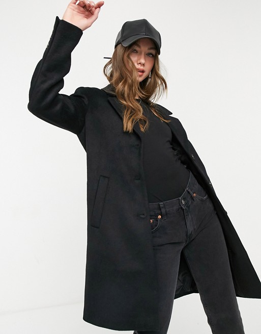Selected classic tailored wool blend coat in black