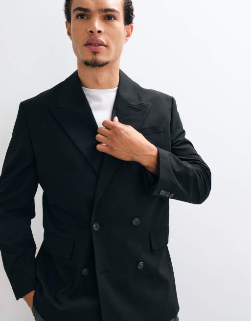 Selected co-ord relaxed double breasted blazer in black, 2 of 5