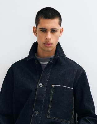 Selected Co-ord Selvedge Denim Jacket With Contrast Stitching In Blue